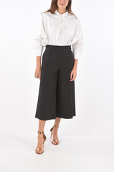 Single-pleated Wool and Silk Flared Gaucho Pants